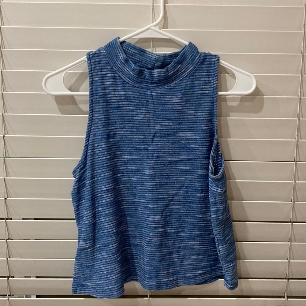 Blue halter crop top from Anthropologie